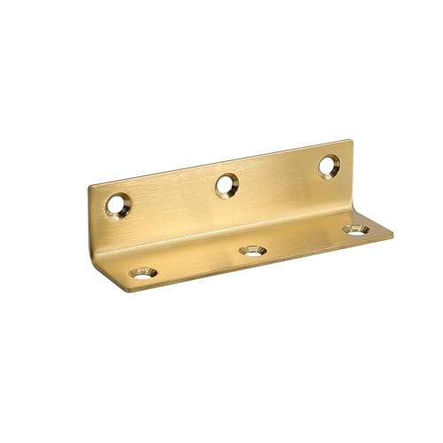 L Bracket, Heavy Duty Corner Brace, 20 Pack 4 Inch Stainless Steel Shelf Bracket Angle Bracket for Shelves, Gold Metal Braces for Wood, 100mm Overall Length - size: 4 Inch, style: Gold 20 Pack