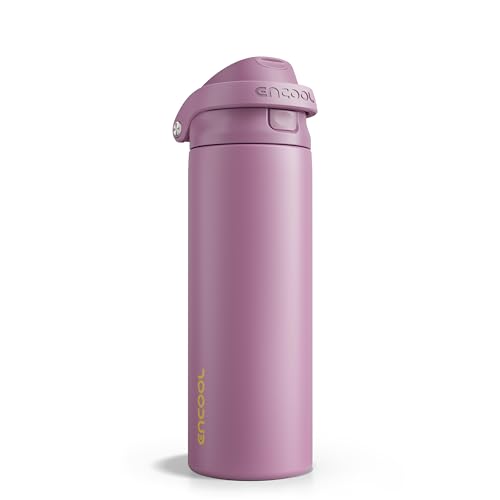 ENCOOL Leakproof Insulated Water Bottle with Straw Dual-Sip Water Bottle Bag-Safe Design for Work, Commute & Gym – Keeps Drinks Cold All Day, 24 oz, Mountbatten Pink - color: Mountbatten Pink, size: 24 Ounces
