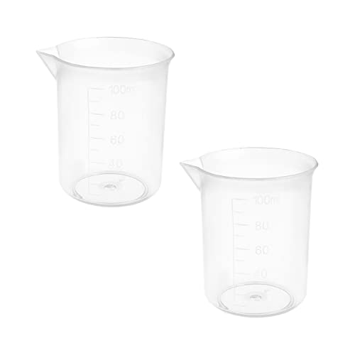 Othmro Plastic Liquid Container 50ml 100ml 2 in 1 Measuring Beaker Scales Labs Kitchen Graduated Cup Transparent Volumetric Measurement Beaker Reusable Raised Numeral Graduations Combination Kit 1set - color: 50/100ml 2Pcs