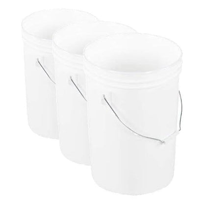 Vestil PAIL-6-PWS Plastic Open Head Pail with Steel Handle, 6 Gallon Capacity, White (Pack of 3) - size: One Size (Pack of 3)