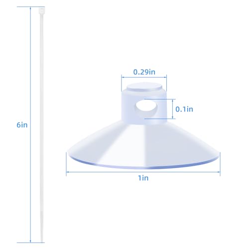 AQUANEAT 20 Pack Suction Cups with 40 Zip Ties for Aquarium Fish Tank Decoration Moss Shrimp Nest
