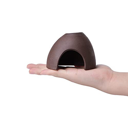 Ceramic Aquarium Hideout Cave, Betta Fish Tank Decor with Dual Openings, Breeding & Hiding Cave for Shrimp, Cichlid, Small Frog, Reptiles, Natural Aquascape Decoration