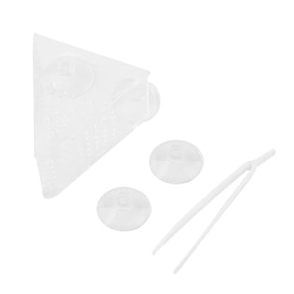 Pssopp Aquarium Cone Red Feeder, V Shape Shrimp Feeder Acrylic Fish Feeding Cup with Suction Cups and Tweezer for Aquarium Use