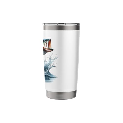 Bass Fishing Jumping Out Of The Water Outdoor Fisherman Stainless Steel Insulated Tumbler