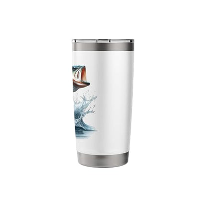 Bass Fishing Jumping Out Of The Water Outdoor Fisherman Stainless Steel Insulated Tumbler