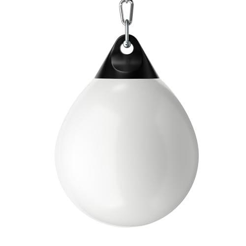 GYMAX Punching Bag, Water Aqua Bag w/Water Injector & Hanging Accessories, Folding Heavy Duty Boxing Bag for Home Gym, Boxing Training Equipment for Adults - style: White, 110LBS