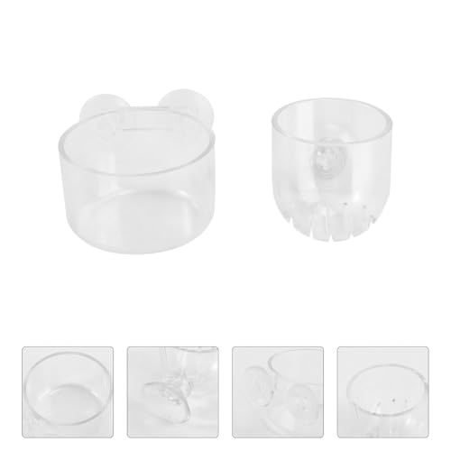 2pcs Aquarium Fish Food Feeder Cups with Suction Large and Small Acrylic Fish Feeding Containers for Chilled Bloodworm and Brine Shrimp for Aquarium Feeding