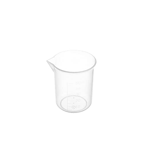 Othmro 2Pcs 50ml Measuring Cups Plastic Graduated Cups PP Plastic Graduated Beaker Clear Scale Cups Liquid Measuring Mixing Cups Graduated Plastic Measuring Cups for Lab Kitchen Liquids Transparent - color: 50ml 2Pcs