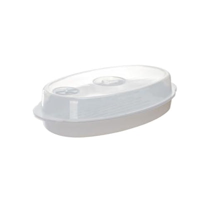COLLBATH Microwave Steamed Fish Plate with Lid, Food-grade Plastic Steamer Dish for Microwave Oven, Fast Heat Transfer and Moisture Locking, Kitchen Gadget for Healthy Cooking