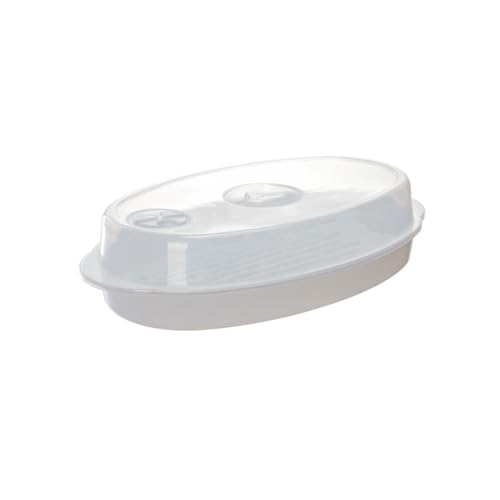 SHINEOFI Microwave Fish Steamer Plate with Lid White Food Steamer for Kitchen Rapid Heat Transfer Steaming Dish Moisture Locking for Healthy Cooking