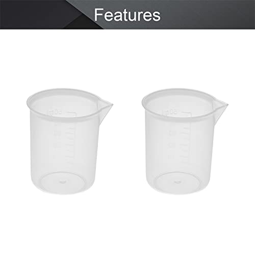 Othmro Measuring Cups 50ml PP Plastic Graduated Beaker Transparent for Lab Kitchen Liquids 6pcs - color: 50ml 6Pcs