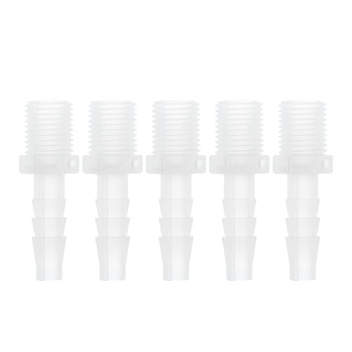 Plastic Hose Barb Fitting 1/4" Hose ID G1/4 Male Barb Hose Connector PP 5 Pcs