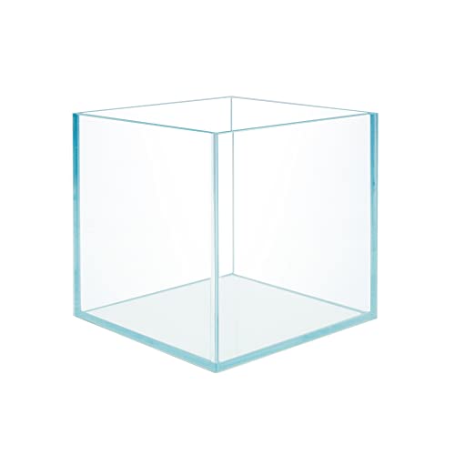 Cube Rimless Frameless Extra Clear All Glass Aquarium, Low Iron Glass Tank, 5mm Glass, White Leveling Mat Included, w/Lids Options - size: 4 GAL 9.8x9.8x9.8 in