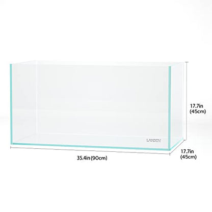 90P 44 Gallon Rimless Low Iron Aquarium Tank, W35.4 x D17.7 × H17.7in (90cm x 45cm x 45cm) 10mm Thickness with Black Nano Foam Leveling mat Included - size: 44Gal W35.4×D17.7×H17.7 in(90x45x45cm)