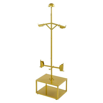 Tactical Gear Stand, Heavy Duty Steel Tactical Vest Stand Adjustable Military Gear Holder Free-Standing Helmet Vest Belt Organizer Rack Police Gear Holder for Indoor Home Garage - color: Gold