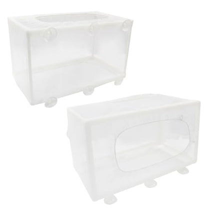 Hordion 2 Pack Mesh Aquarium Breeder Box, Fish Tank Breeder Net Fry Hatchery Incubator Mesh with Suction Cups for Newborn Small Fish, Large Size