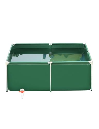 Large Above Ground Fish Pond, Flexible PVC Canvas Pool with Galvanized Steel Frame for Outdoor Fish Breeding, Hydroponics & Water Storage(Green,300x150x50cm)