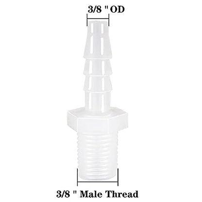 Plastic Hose Barb Fitting, 3/8" Barb X 3/8 NPT Male Thread Adapter Connector Pipe Fittings for Fuel Gas Liquid Air (Pack of 5) - size: 3/8" Barb X 3/8 NPT Male Thread