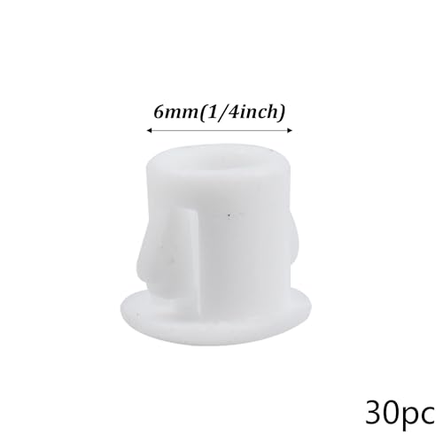 White Hole Plug, Circular Plastic Snap in Locking Tube Plug, Embedded Panel Plastic Fastener Cover, Furniture Fence Column Tube Insertion End Cover, 1/4 Inch, 30 PCS