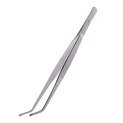 YNR Reptiles Feeding Tongs Tweezers Hospitals Aquarium Fish Tank Tools Aquatic Metal Stainless Steel (Curved, 18 Inches)