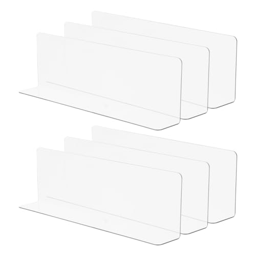 VOSAREA Plastic Shelf Dividers 6pcs Clear L Shaped Separator Transparent Organizer Divider for Commodity Classification Cabinets Shelf Store (20cm) - size: 20.00X6.00X3.00CM