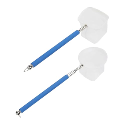 Cabilock 2pcs Mini Telescopic Shrimp Net with Extendable Handle, Fine Mesh Aquarium Fish Tank Net for Small Tanks, Lightweight Stainless Steel Frame for Betta and Shrimp Care