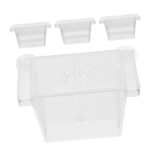 Toyvian 4PCS Double-Layer Self-Floating Betta Fish Breeding Box Incubator for Fish Fry Easy Observation Space-Saving Isolation Tank