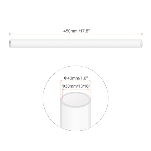 18" Clear Plastic Rigid Pipe 30mm ID x 40mm OD (1 3/16" ID x 1.6" OD) Acrylic Round Tubing, [for Plumbing, Hydraulics, Aquarium] - size: 1 3/16" x 1.6"