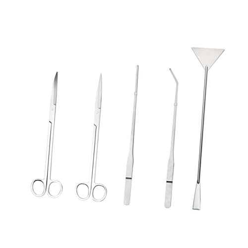 Stainless Steel Aquatic Plant Tool Kit Straight Curved Tweezers Scissors Spatula for Easy Aquascaping and Plant Fish Tanks