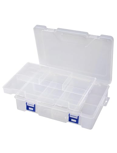 Tackle Box Organizer Snackle Box Container - Double Layer Thickened PP Small Snack Tackle Boxes Plastic Organizer Box with Dividers, Heavy Duty Arts Crafts Clear Organizers