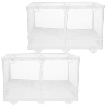 balacoo Aquarium Accessories 2Pcs Fish Breeding Box Fish Box Aquarium Hatchery Incubator Divider Box with Suction Cups for Shrimp Clownfish Guppy White