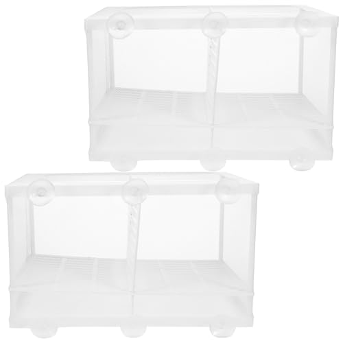 balacoo Aquarium Accessories 2Pcs Fish Breeding Box Fish Box Aquarium Hatchery Incubator Divider Box with Suction Cups for Shrimp Clownfish Guppy White
