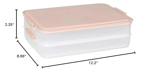 2 Layer Plastic Bacon Box, Deli Meat Saver Cold Cuts Fridge Keeper, Cheese Food Storage Container with Lid for Refrigerator, Shallow Low Profile Christmas Cookie Holder (pink) - color: pink