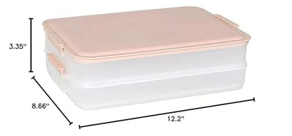 2 Layer Plastic Bacon Box, Deli Meat Saver Cold Cuts Fridge Keeper, Cheese Food Storage Container with Lid for Refrigerator, Shallow Low Profile Christmas Cookie Holder (pink) - color: pink