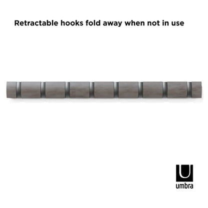 Umbra Flip Coat Rack, Wall Mount 8-Hook, Space Saving, Grey/Pewter - color: Grey/Pewter, size: 8 hook