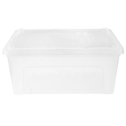 POPETPOP Reptile Breeding Box Plastic Spider Enclosure : Reptile Feeding Box Spider Terrarium - Transparent Hatching Container for Lizard Gecko, 25.8X15.1X11cm
