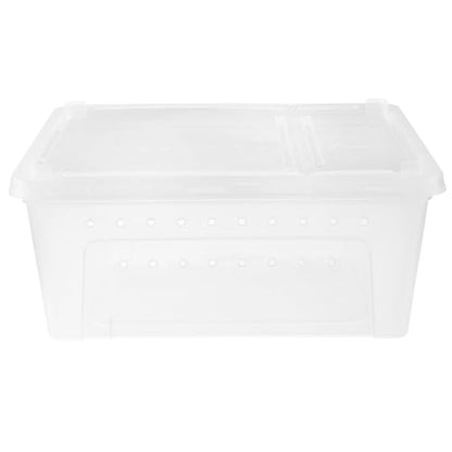 POPETPOP Reptile Breeding Box Plastic Spider Enclosure : Reptile Feeding Box Spider Terrarium - Transparent Hatching Container for Lizard Gecko, 25.8X15.1X11cm