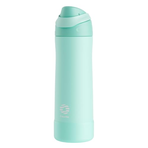 FJbottle Insulated Stainless Steel Water Bottle, 24 oz No Straw Leakproof Sports Water Bottle with Adjustable Handle for Travel Gym Workout Mintgreen - color: Mintgreen, size: 25.4 Ounces