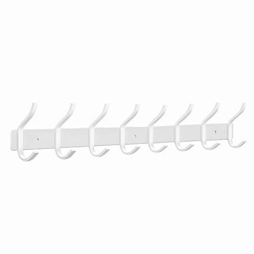 White Coat Rack Wall Mount, 23 Inch Coat Hooks with 8 Hooks, 1 Pack - color: White, size: 8 Hooks