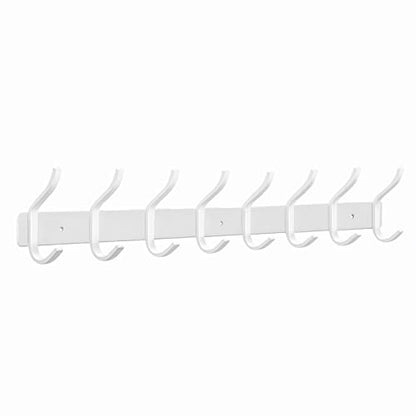 White Coat Rack Wall Mount, 23 Inch Coat Hooks with 8 Hooks, 1 Pack - color: White, size: 8 Hooks