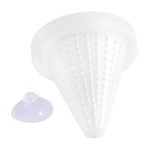 Alvivi Fish Food Trap Feeder - Anti-Spill Floating Ring for Small Fish, Suction Cup Holds Position in Aquarium White One Size