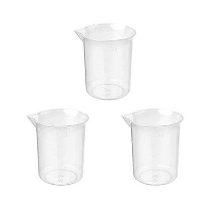 Othmro 3Pcs 100ml Measuring Cups PP Plastic Graduated Beaker Clear Scale Cups Plastic Graduated Cups Liquid Measuring Mixing Cups Graduated Plastic Measuring Cups for Lab Kitchen Liquids Transparent