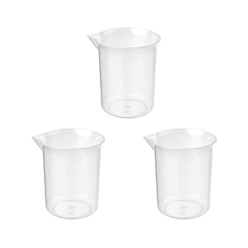 Othmro 3Pcs 100ml Measuring Cups PP Plastic Graduated Beaker Clear Scale Cups Plastic Graduated Cups Liquid Measuring Mixing Cups Graduated Plastic Measuring Cups for Lab Kitchen Liquids Transparent