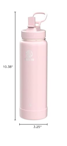 Takeya 24 oz Actives Stainless Steel Water Bottle with Straw Lid – Leakproof, Double-Wall Insulated, Keeps Drinks Cold 24 hrs/Hot 12 hrs, BPA-Free, Powder-Coated, Gym & Travel, Blush - color: Blush, size: 24 Ounces