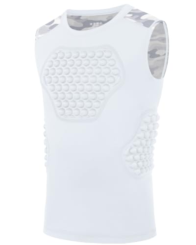 Roadbox Youth Baseball Chest Protector, Football Padded Compression Shirt - color: White/Camo, size: Large