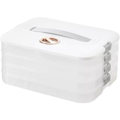 4-layer Cookie Containers,Cookie Carrier with Lid and Handle, Dumpling Box,Food Storage Containers