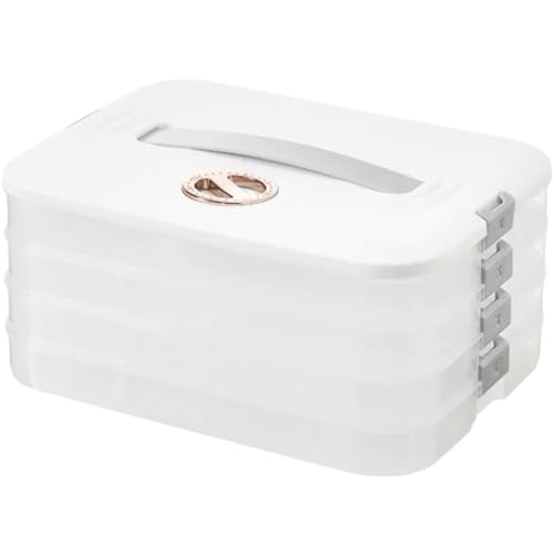 4-layer Cookie Containers,Cookie Carrier with Lid and Handle, Dumpling Box,Food Storage Containers