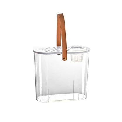 Fish Bowl Transparent Acrylic Fish Tank with Breathable Lid and Easy to Move Carrying Handle Living Room Office Desktop Decorative Fish Tank Planter Aquariums(White)