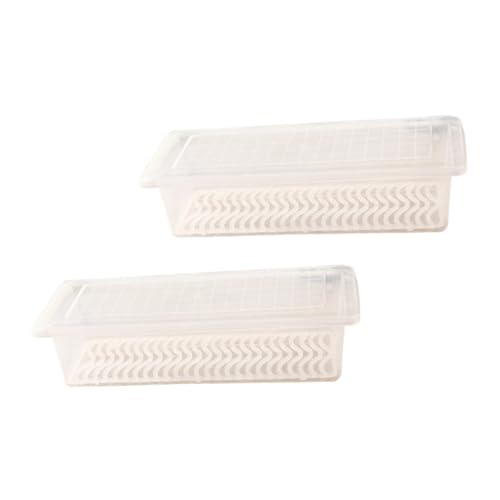 Ciieeo Plastic Refrigerator Storage Boxes 2pcs Rectangular Food Sealing Crisper for Meat Fish Produce Fresh Preservation