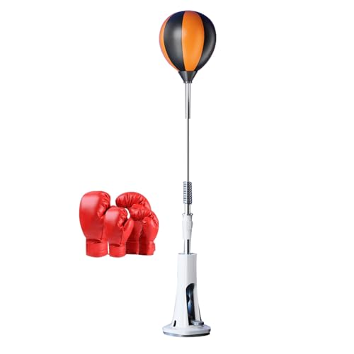 Speed Punch Ball with Stand Boxing Reflex Ball Punching Bag with Gloves Adjustable Height 130~150cm Boxing Bar Training Kit for Adults, Teens & Kids